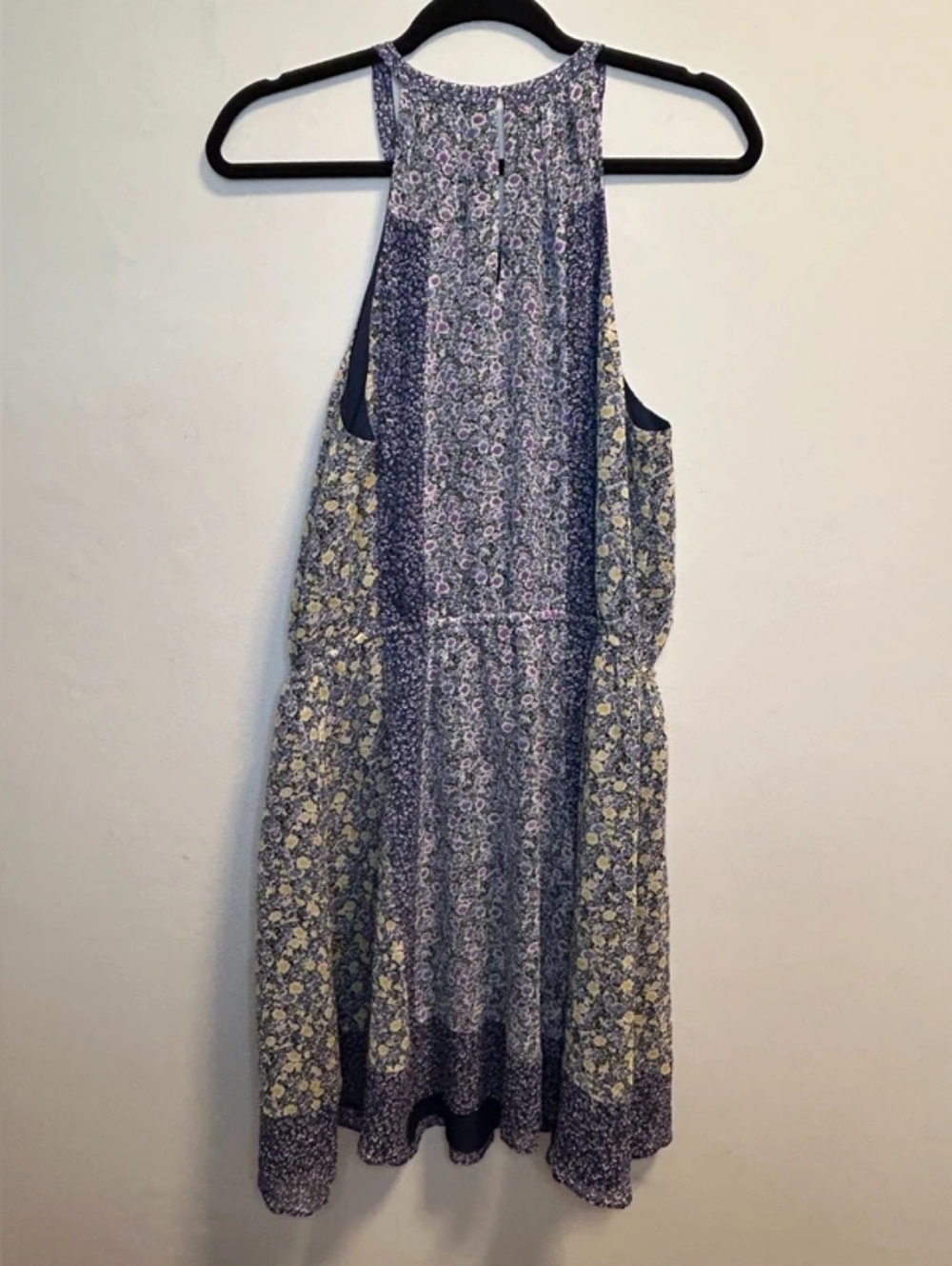 Sleeveless Blue Floral Halter Sundress